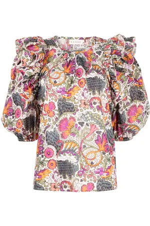 Rhode Bluse mit Rüschendetail