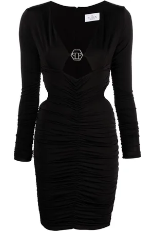 Philipp Plein Gerafftes Minikleid mit Logo-Schild