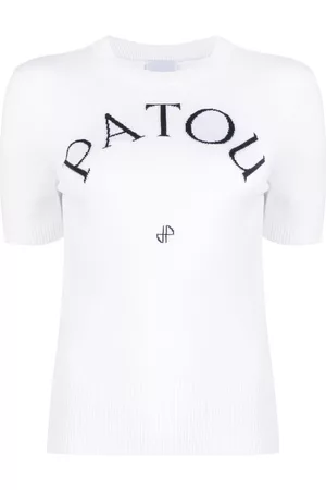 Patou Damen Strickpullover - Jacquard-knit short-sleeved jumper