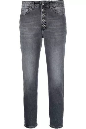 Dondup Damen Tapered Jeans - Whiskering-effect cotton tapered jeans
