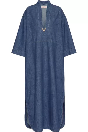 VALENTINO GARAVANI Damen Tunikakleider - Logo plaque denim kaftan