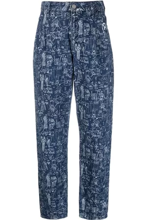 Karl Lagerfeld Damen Tapered Jeans - Sketch-print tapered jeans