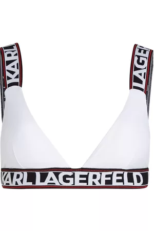 Karl Lagerfeld Damen Brazilian Bikinis - Logo-printed V-neck bikini top