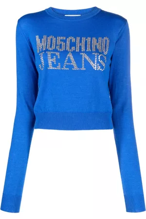 Moschino Damen Strickpullover - Rhinestone-logo jumper