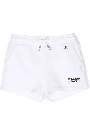 Calvin Klein Mädchen Shorts - Logo-embroidered cotton shorts