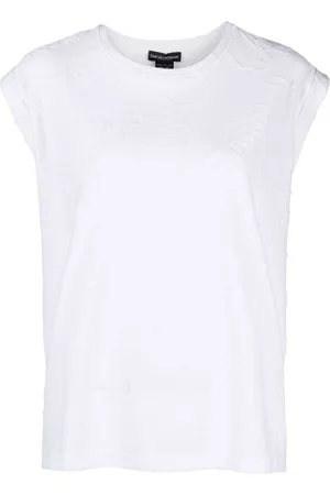Emporio Armani Damen Caps - Logo-jacquard cap-sleeves T-shirt