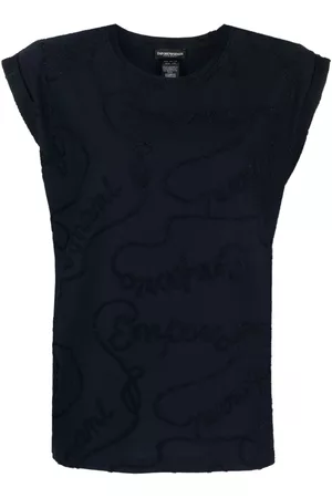 Emporio Armani Damen Caps - Logo-jacquard cap-sleeves T-shirt