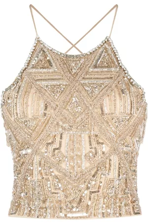 Pinko Damen Tanktops - Crystal-embroidered sleeveless crop top