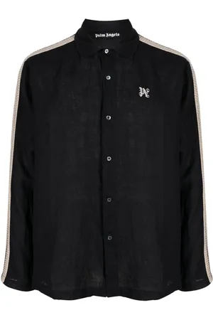 Palm Angels Leinenhemd mit Monogramm-Print