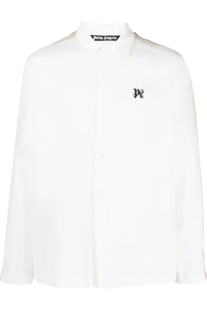 Palm Angels Leinenhemd mit Monogramm-Print