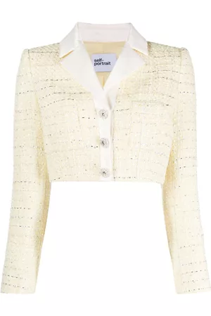 Self-Portrait Damen Bouclé Jacken - Cropped bouclé jacket