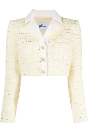 Self-Portrait Cropped-Jacke aus Boucle