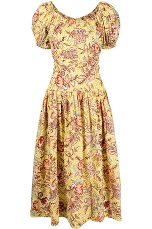 ULLA JOHNSON Midikleid mit Blumen-Print