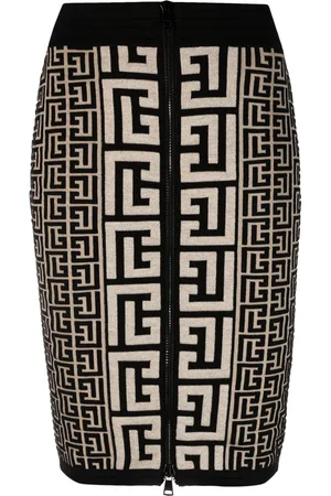 Balmain Midirock mit Monogramm