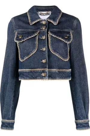 Moschino Damen Jeansjacken - Contrasting-trim crop denim jacket