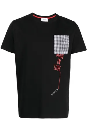 Ports V Kariertes T-Shirt mit Logo-Stickerei