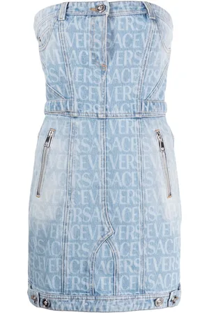 VERSACE Allover denim minidress