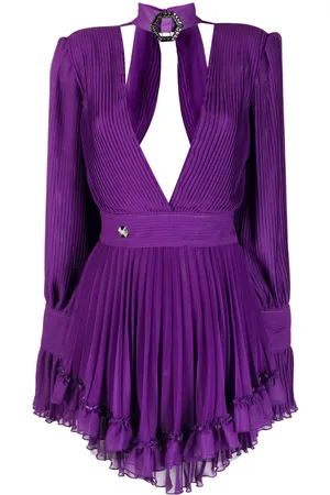 Philipp Plein Plisseekleid mit tiefem V-Ausschnitt