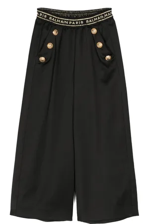 Balmain Weite Hose mit Logo-Bund