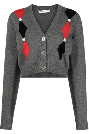 Alessandra Rich Intarsien-Cardigan mit Blumen