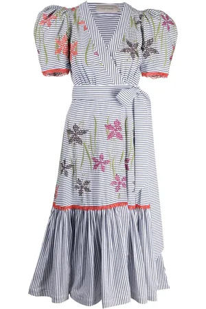 Silvia Tcherassi Midikleid mit Blumenstickerei