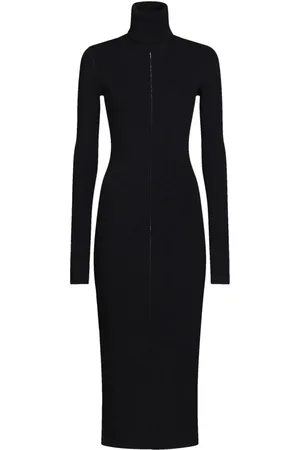Marni Geripptes Midikleid mit Rollkragen