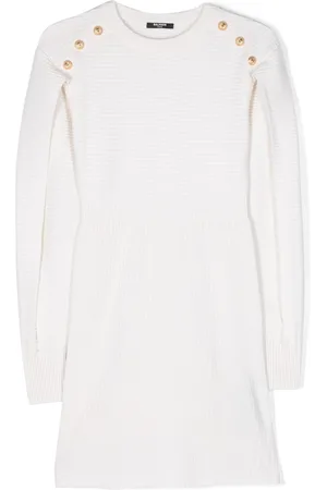 Balmain Geripptes Kleid mit Knopfverschluss