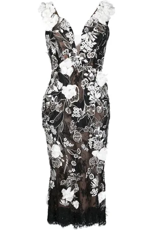 Marchesa Notte Midikleid mit Blumenmuster