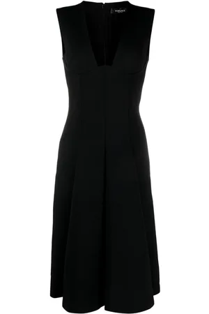 VERSACE Box-pleat sleeveless midi dress