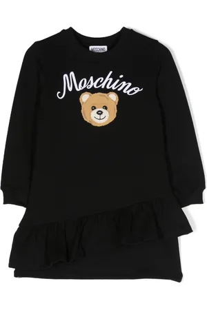 Moschino Gerüschtes Kleid mit Logo-Print