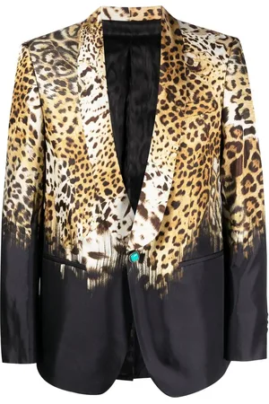 Roberto Cavalli Sakko aus Seide mit Leo-Print