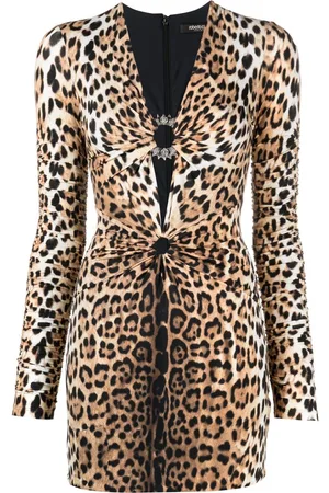 Roberto Cavalli Midikleid mit Leo-Print