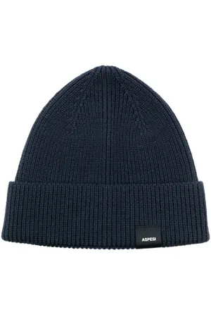Aspesi Gerippte Beanie mit Logo-Patch