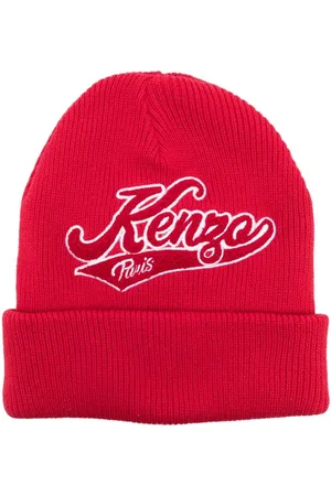 Kenzo Gerippte Strickmütze mit Logo-Patch