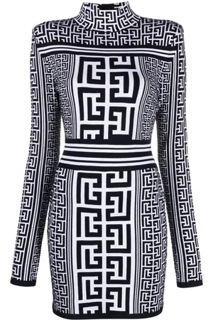 Balmain Gestricktes Minikleid mit Monogramm