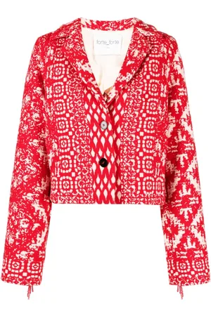 FORTE FORTE Jacquard-Jacke mit Fransen