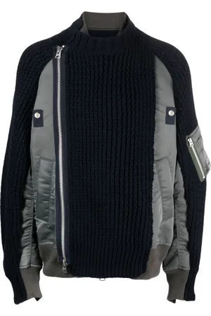 SACAI Gestrickte Bomberjacke mit Kontrasteinsätzen