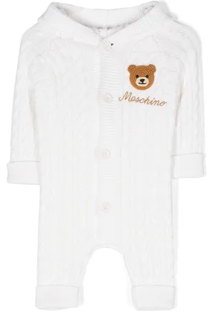 Moschino Gestrickter Strampler mit Teddy-Patch