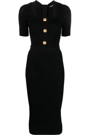 Balmain Midikleid mit eckigem Ausschnitt