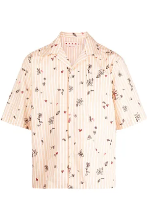 Marni Gestreiftes Hemd mit Blumen-Print