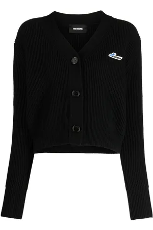 We11 Done Gerippter Cardigan mit Logo-Patch