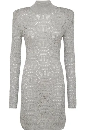 Philipp Plein Gehäkeltes Minikleid mit Monogramm