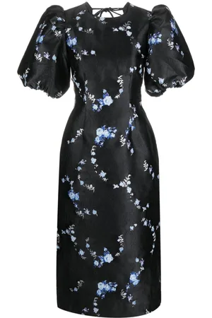 Ganni Jacquard-Midikleid mit Blumenmuster