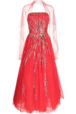 Saiid Kobeisy Schulterfreies Kleid mit Perlen