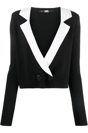 Karl Lagerfeld Cropped-Cardigan mit fallendem Revers