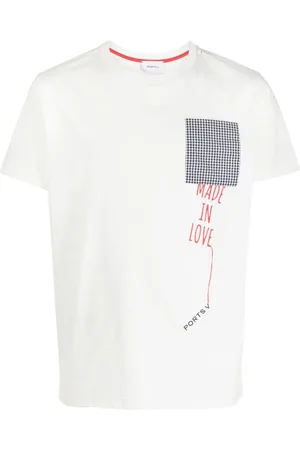 Ports V Kariertes T-Shirt mit Logo-Stickerei