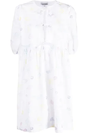 Ganni Midikleid mit Muschel-Print