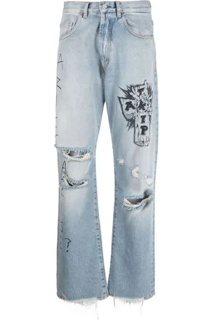 ARIES Weite Jeans im Distressed-Look