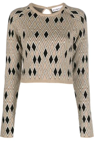 REMAIN Geometrisch gemusterter Cropped-Pullover