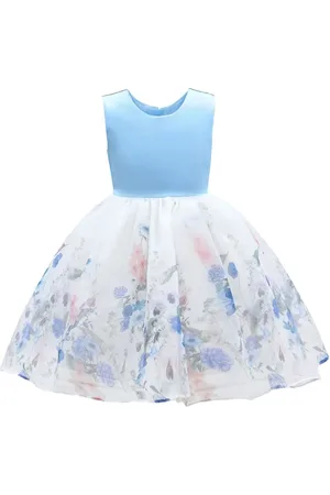 Tulleen Kleid mit Blumen-Print